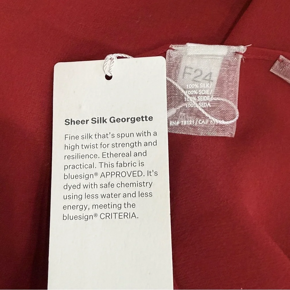 Eileen Fisher Scarlet Red Sheer Silk Georgette Chiffon Wrap One Size $138 NWT - Picture 8 of 8